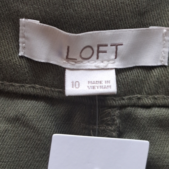 Ann Taylor LOFT Military Green Cargo Skirt Women's Size 10 Open Front - Picture 8 of 16